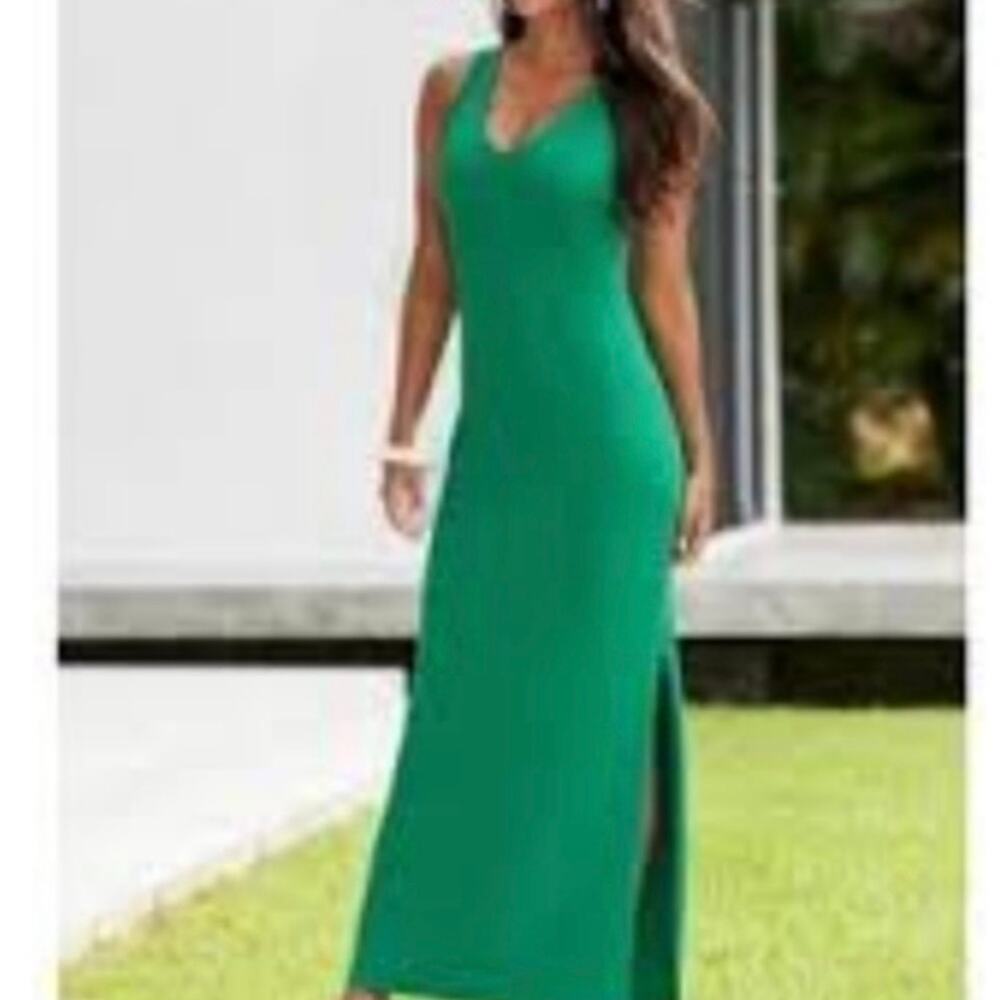 Boston Proper Green Sleeveless Maxi Dress Size S Small